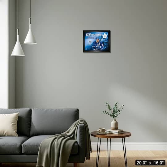Auston Matthews Toronto Maple Leafs 16" x 20" PhotoGlass Display with Authentic Game-Used Net Piece